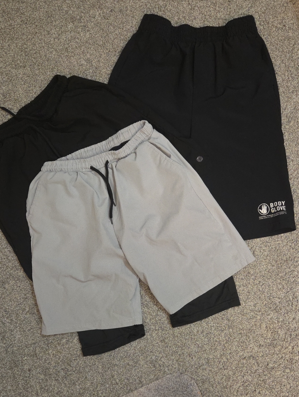 3 Pair Balance and Body Glove Black & Gray Athletic Lined Shorts Bundle 14/16